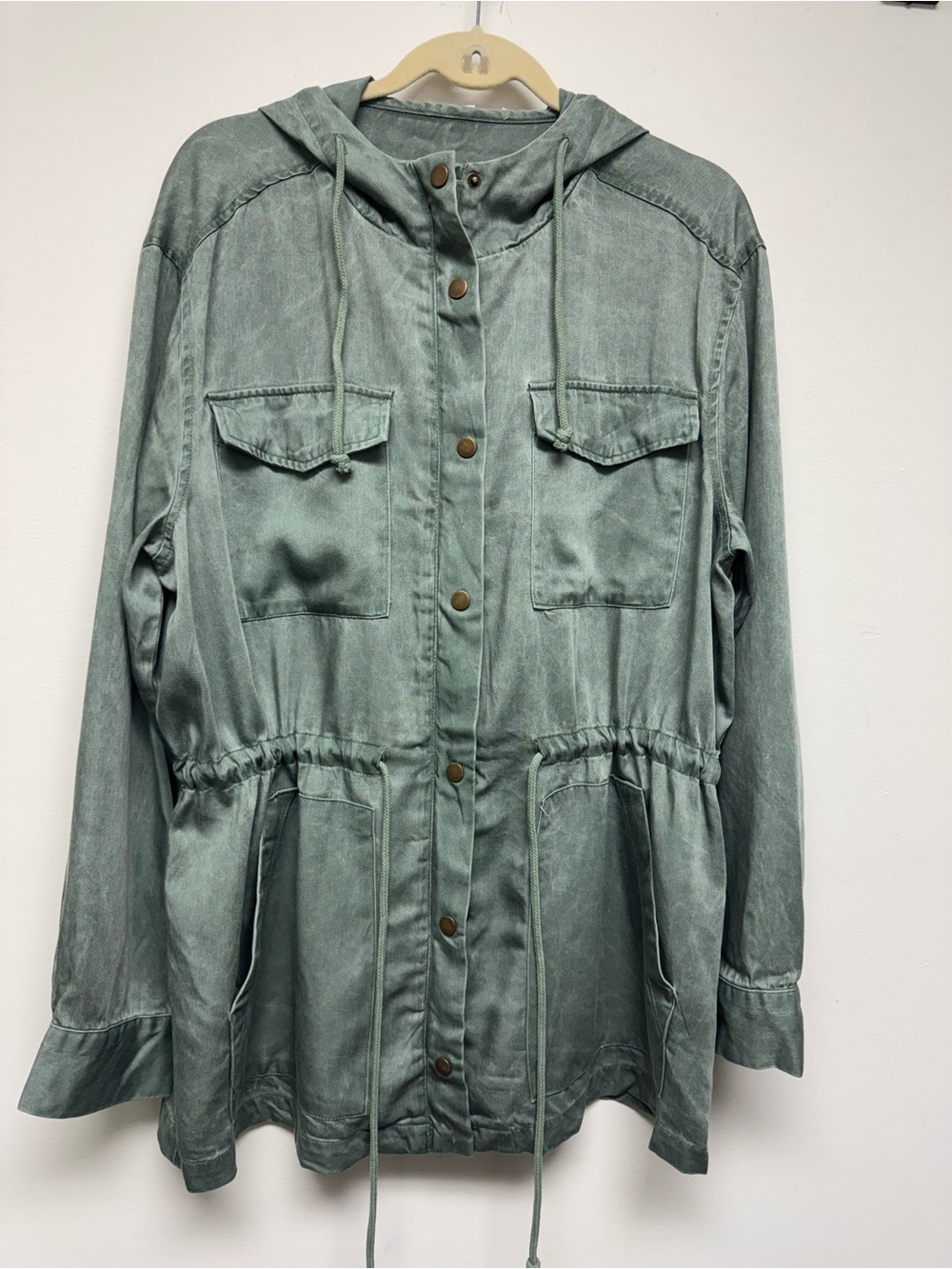 Jane + delancey women Hooded Utility Jacket in Sage Green XL VACATION TRAVEL